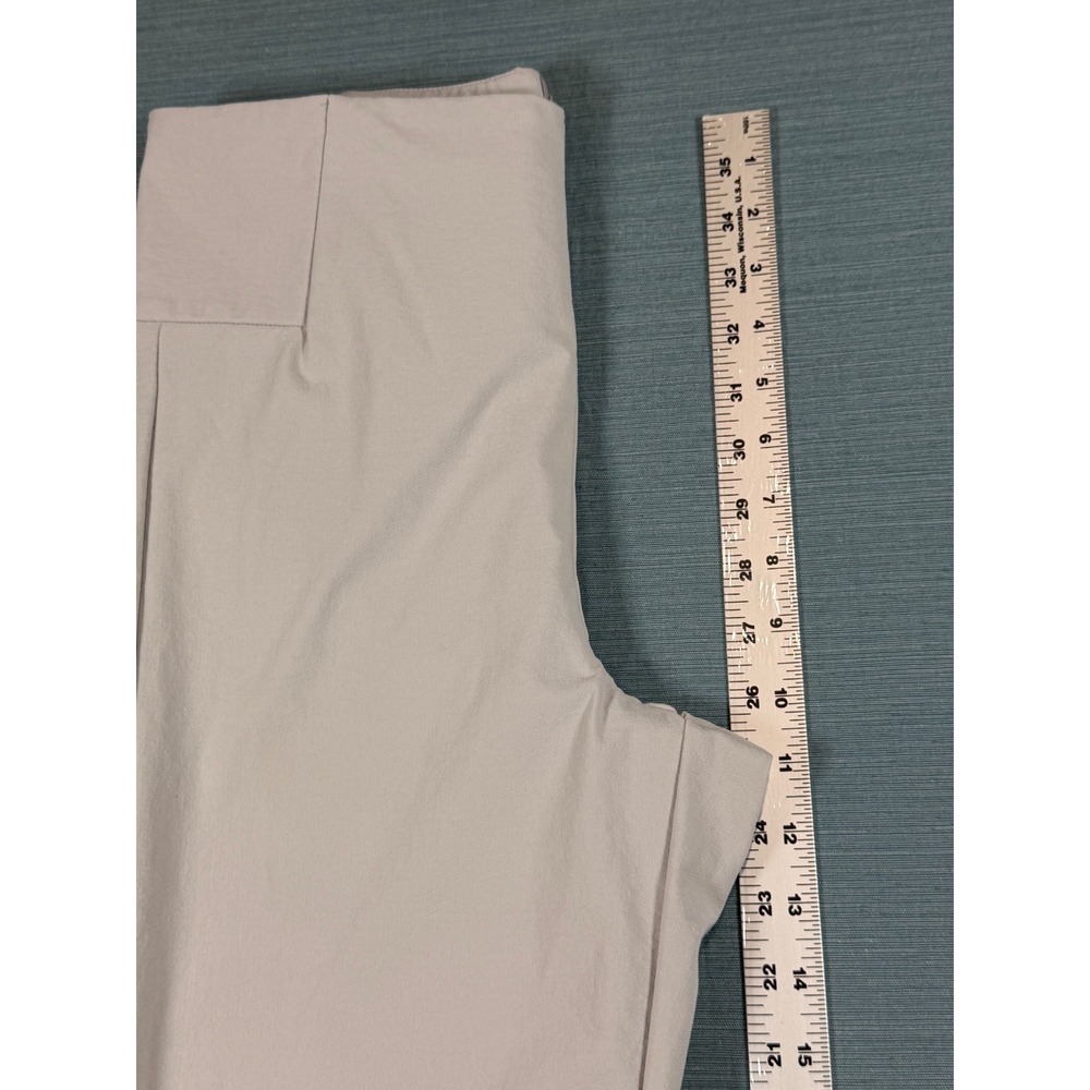 Athleta Delancey Skyline Straight Leg Pants Beige High‎ Rise Hem Slit Womens 8 - Picture 5 of 10